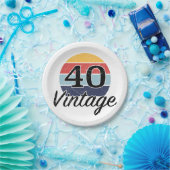 ヴィンテージ40歳の誕生日の日 ペーパープレート (パーティー)