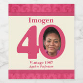 ヴィンテージ40歳の誕生日写真カスタムワインボトルラベル ワインラベル (シングルラベル)