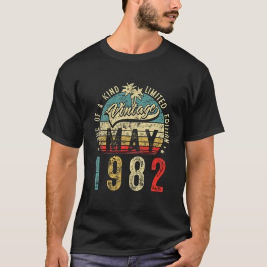 ヴィンテージ40歳1982年5月デコレーション40Th Bir Tシャツ (正面)