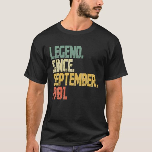ヴィンテージ40歳 – 9月おもしろいからの伝説 Tシャツ (正面)