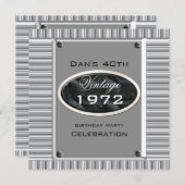 ヴィンテージ40thシルバールックイメージバースデーパーティー 招待状 (正面/裏面)