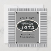 ヴィンテージ40thシルバールックイメージバースデーパーティー 招待状 (正面)