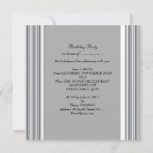 ヴィンテージ40th誕生日パーティーシルバーメタルブラック 招待状 (裏面)