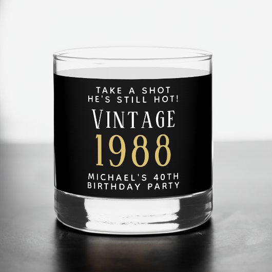 ヴィンテージ40th誕生日パーティーブラック ウイスキーグラス