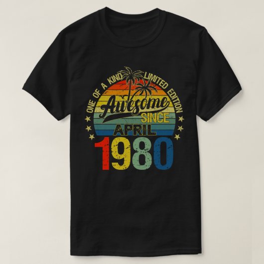 ヴィンテージ42歳1980年4月デコレーション42nd B Tシャツ (デザイン正面)
