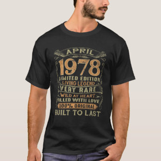 ヴィンテージ43歳1978年4月43日誕生日ギフト Tシャツ