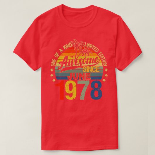 ヴィンテージ44歳1978年6月デコレーション44Bi Tシャツ (デザイン正面)