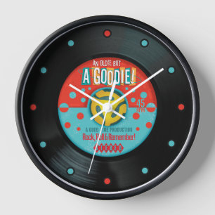 ヴィンテージ45 rpmレコードウォールクロック – 「レトロスタイル」 壁時計