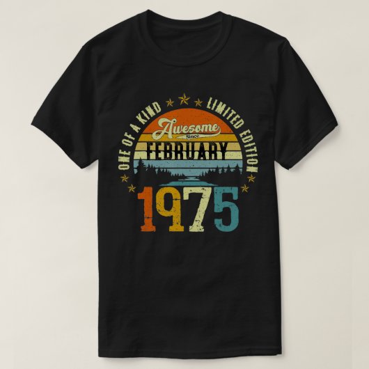 ヴィンテージ47誕生日1975素晴らし年2月以来 Tシャツ (デザイン正面)