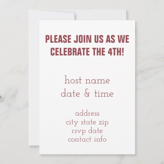 ヴィンテージ4th of 7月ホリデーパーティー招待状 招待状 (裏面)