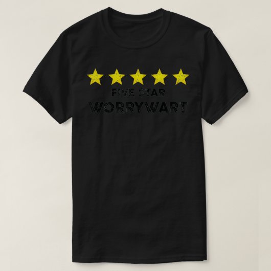 ヴィンテージ5つ星Worrywart評価ワードデザイン Tシャツ (デザイン正面)