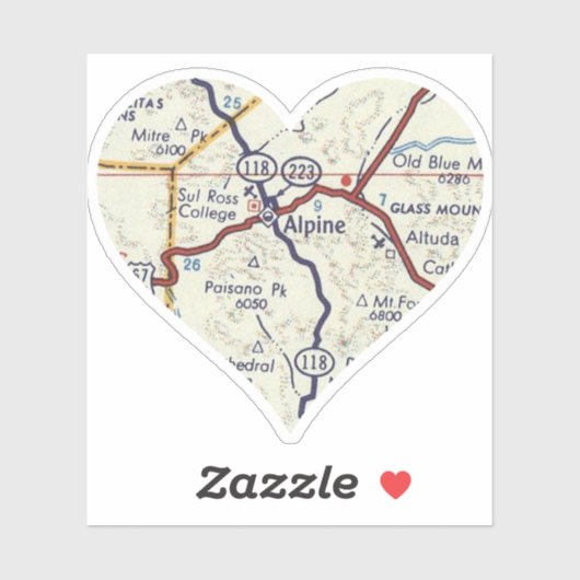 ヴィンテージ50のアルパインテキサス州の地図 シール (シート)