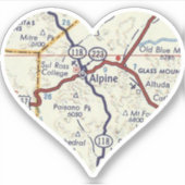 ヴィンテージ50のアルパインテキサス州の地図 シール (正面)
