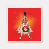 ヴィンテージ50のクリスマスガールパーティーナプキンス スタンダードカクテルナプキン (正面)