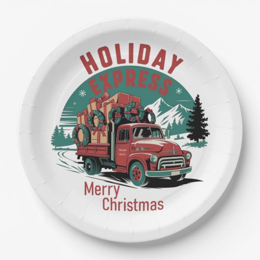 ヴィンテージ50のスタイルトラックのクリスマス ペーパープレート (正面)