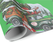 ヴィンテージ50のトラックのクリスマス ラッピングペーパー (ロールコーナー)