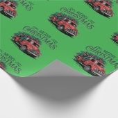 ヴィンテージ50のトラックのクリスマス ラッピングペーパー (角)