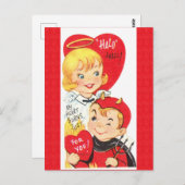 ヴィンテージ50の悪魔と天使のバレンタインハガキ ポストカード (正面/裏面)