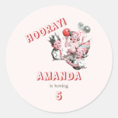 ヴィンテージ50代クラシックのシンプル子供の誕生日パーティー ラウンドシール (正面)
