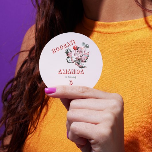 ヴィンテージ50代クラシックのシンプル子供の誕生日パーティー ラウンドシール