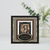 ヴィンテージ50周年結婚記念日ブラックセピアゴールド 招待状 (スタンド正面)