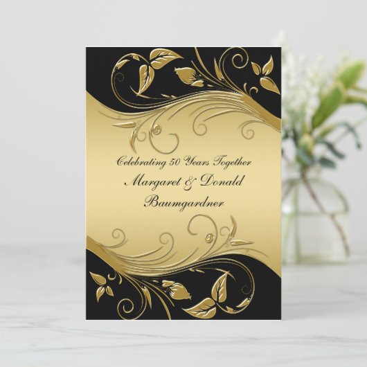 ヴィンテージ50周年結婚記念日招待状 招待状 (スタンド正面)