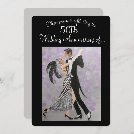 ヴィンテージ50周年結婚記念日、招待状 招待状 (正面/裏面)