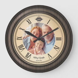 ヴィンテージ50周年記念ローマ数字（木製） ラージ壁時計