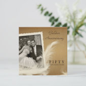 ヴィンテージ50周年記念写真入りスクエア招待状 招待状 (スタンド正面)