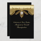 ヴィンテージ50周年 ゴールドウェディングアニバーサリー招待状 招待状 (正面/裏面)