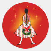 ヴィンテージ50年代のクリスマスガール ラウンドシール (正面)