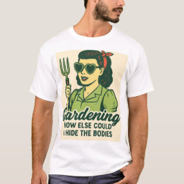 ヴィンテージ50年代の女性と庭のフォーク ダークユーモア Tシャツ