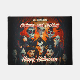ヴィンテージ50年代オレンジとブラックのミッドセンチュリー・ハロウィン ドアマット