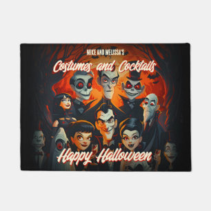 ヴィンテージ50年代オレンジとブラックのミッドセンチュリー・ハロウィン ドアマット