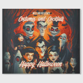 ヴィンテージ50年代オレンジと黒のミッドセンチュリーハロウィーン ラッピングペーパー