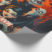 ヴィンテージ50年代オレンジと黒のミッドセンチュリーハロウィーン ラッピングペーパー