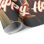 ヴィンテージ50年代オレンジと黒のミッドセンチュリーハロウィーン ラッピングペーパー