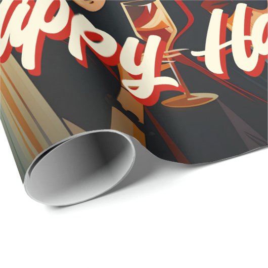 ヴィンテージ50年代オレンジと黒のミッドセンチュリーハロウィーン ラッピングペーパー (ロールコーナー)