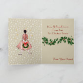 ヴィンテージ50年代クリスマスガールカード シーズンカード (内部)