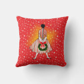 ヴィンテージ50年代クリスマスガール枕 クッション (裏面)