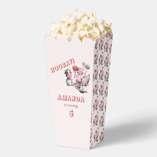 ヴィンテージ50年代ピンクレトロ子供誕生日パーティー フェイバーボックス (はじけた状態)