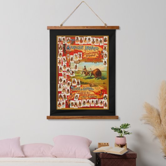 ヴィンテージ50有名な先住民アメリカインディアン将軍 吊り下げ型タペストリー (寝室)