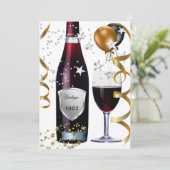ヴィンテージ50歳誕生日ワインブラックゴールド風船2 招待状 (スタンド正面)