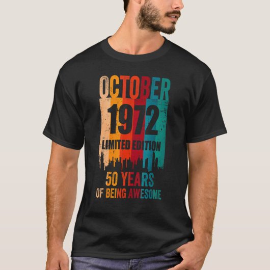 ヴィンテージ50素晴らし誕生日レトロ1972年10月B Tシャツ (正面)