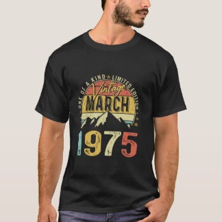 ヴィンテージ50誕生日ギフトヴィンテージ1975年3月50日 Tシャツ