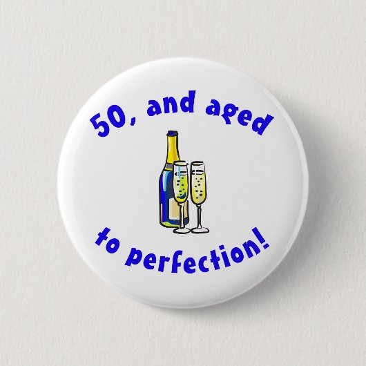 ヴィンテージ50誕生日ギャグギフト 缶バッジ (正面)