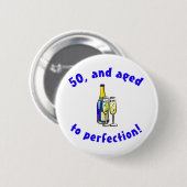 ヴィンテージ50誕生日ギャグギフト 缶バッジ (正面&裏面)