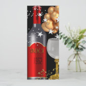 ヴィンテージ50誕生日レッドワインブラック金ゴールドシルバー 招待状 (スタンド正面)