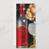 ヴィンテージ50誕生日レッドワインブラック金ゴールドシルバー 招待状 (正面)