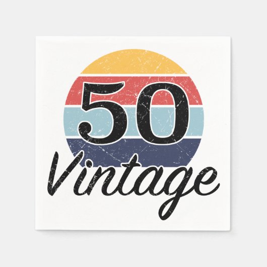 ヴィンテージ50誕生日夕日 スタンダードカクテルナプキン (正面)